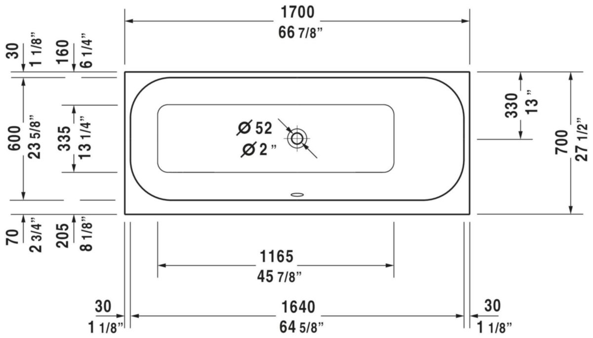 Baignoire Happy D2 1700x700mm blanc a encastrer angle droit réf. 700311000000000