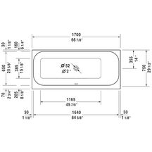 Baignoire Happy D2 1700x750mm blanc a encastrer angle droit réf. 700313000000000