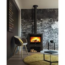 Pôele à bois HAUT-LEMAN raccordable acier noir 8 kW longueur de bûches 50 cm Réf.C077BQ-06