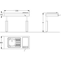 Console réglable KHK avec évier cuisinette CPBH 1 cuve  1200 vitro