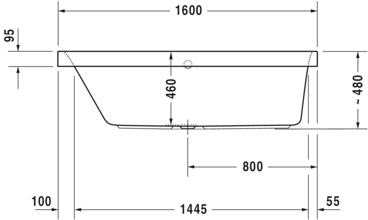 Baignoire Happy D2 1600x700mm blanc a encastrer angle gauche réf. 700321000000000