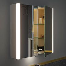 Armoire de toilette LED verticale avec éclairage du plan de toilettes H55xP16xL66,4 finition gris basalte mat Réf. SPOW072F5045F