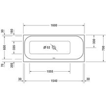 Baignoire Happy D2 1600x700mm blanc a encastrer angle droit réf. 700322000000000