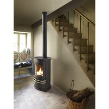 Pôele à bois ORENSE étanche anthracite chrome fonte 8 kW longueur de bûches 38 cm Réf.C077CD-06