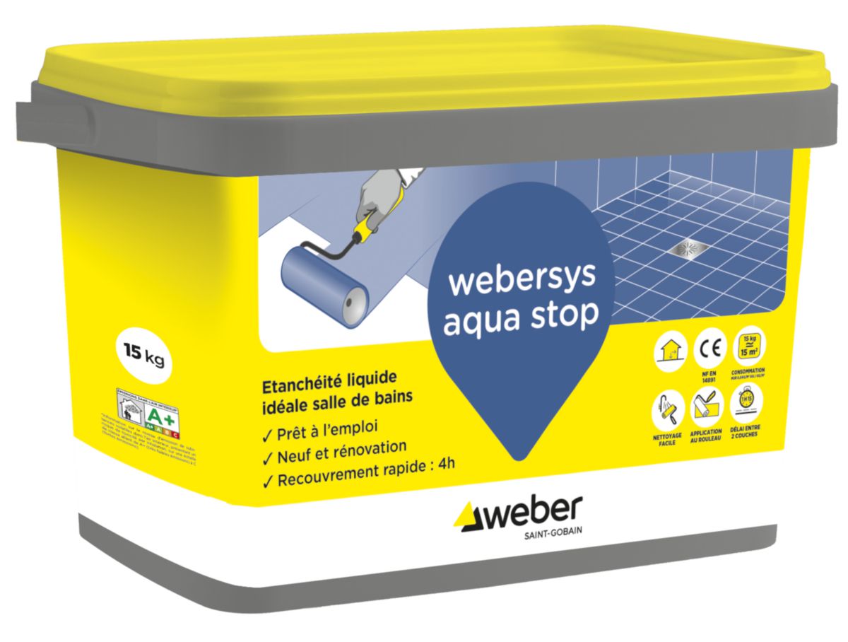 Etanchéité sous carrelage Webersys aqua stop spec et sel 7kg réf.16002007