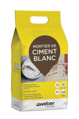 Mortier de ciment pour travaux courants de maçonnerie CIMENT BLANC sac de 5 kg Réf.11102030