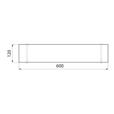 Tablette de lavabo en verre, chant douci, 600 x 120 mm, épaisseur 6 mm réf. 6555