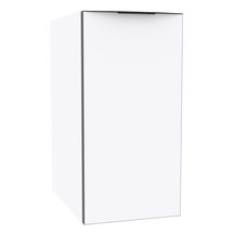 Module sous vasque Alterna Plénitude partie gauche longueur 30cm 1 porte pour meuble 2 tiroirs profondeur 46cm Blanc brillant chant noir et poignée noire