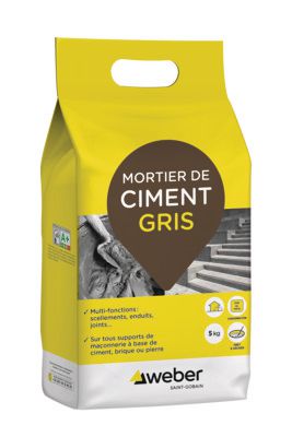 Mortier de ciment pour travaux courants de maçonnerie CIMENT GRIS sac de 5 kg Réf. 11102070