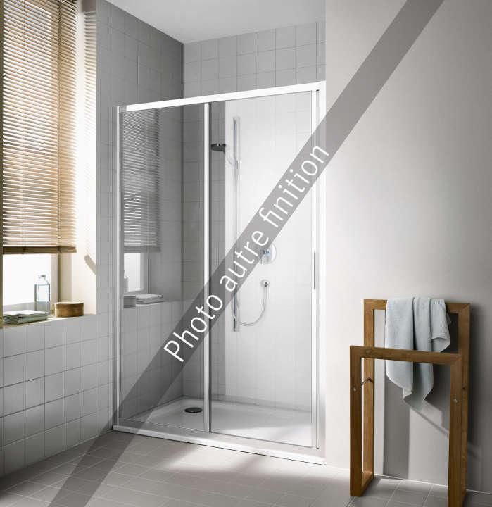 Porte de douche coulissante grande largeur 2 éléments CADA XS G2 L 11020 2PK, élément fixe à gauche, Blanc Verre clair traité anticalcaire CADACLEAN Réf. 1403027826