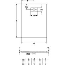 Receveur de douche céramique Le Valence carré 1200 x 900 x 40 mm Réf 6233N401