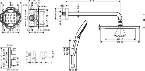 Pack encastré Croma avec mitigeur thermostatique Ecostat S finition noir mat Réf. 27961670