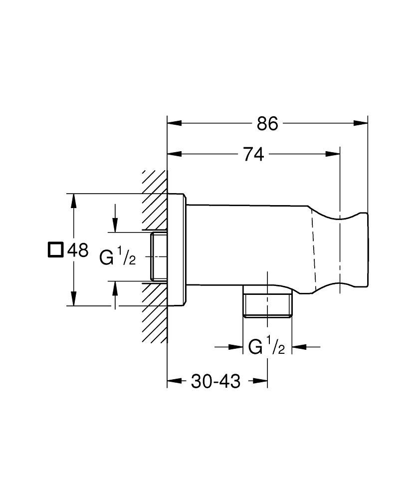 Coude à encastrer 1/2" avec support Rainshower Chromé Réf : 26659000