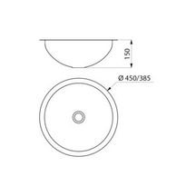 Vasque HEMI encastré Ø385 mm  sans trop plein Inox 304 poli brillant Réf. 120491