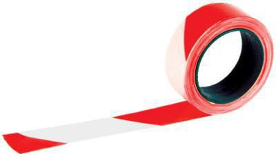 Ruban de signalisation Rubaplast rouge/blanc rouleau de 100 m x 50 mm