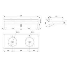 Lavabo DUPLO RP 2 vasques trou rob. Ø35 ss trop plein Inox 304 sat Réf.121390