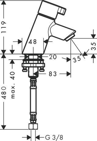 Robinet de lave-mains TALIS S² sans garniture de vidage, chromé réf. 13132000