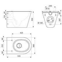 WC S21 S suspendu alimentation horizontale Inox 304 satiné Réf. 110310