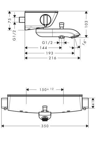 Mitigeur de bain-douche thermostatique ECOSTAT SELECT 150 mm + ou - 12 mm Chromé réf. 13141000