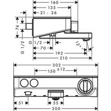 Mitigeur thermostatique bain douche Ecostat ShowerTablet Select 300 blanc chromé réf. 13151400