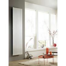 Ventilo-radiateur eau chaude Acova Fassane Néo 2 vertical  3314W (dT50), haut 2000 mm, larg 592 mm, 8 éléments, raccordement par le bas, entraxe 50 mm centré, Aller à gauche, Blanc RAL 9016 Réf. HNX2-200-059-BF