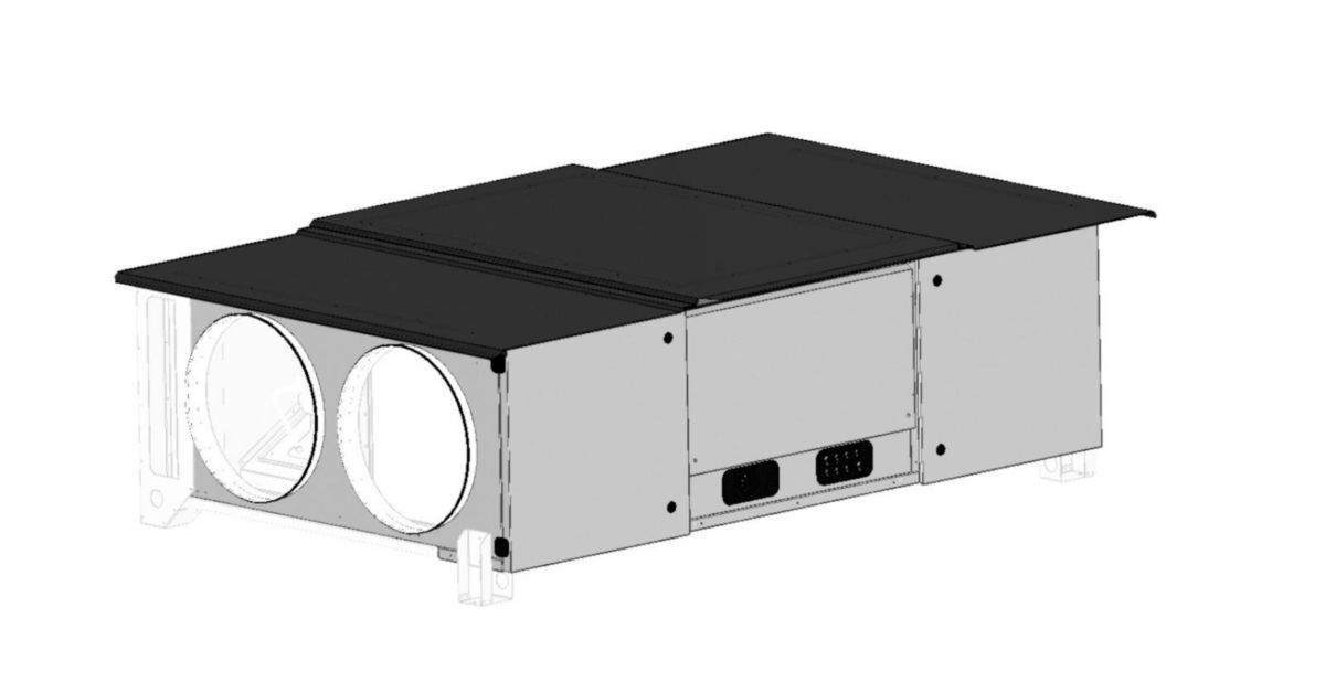 Toiture Serencio PSW 1000, à monter sur chantier sur unité en configuration H posée au sol, retrait des fitres par portes latérales uniquement