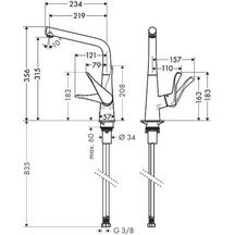 Mitigeur de cuisine Metris bec orientable déclipsable pour montage devant une fenêtre réf. 14823000