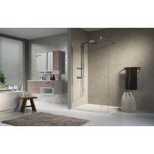 Paroi de douche à l'Italienne Lunes H 60 extensibilité 57-58.5 Cm verre trempé transparent profilés chrome Réf : LUNESH60-1K