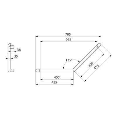 Barre à 135° BE-LINE diamètre 35 400x400 3 points fixes en aluminium anthracite Réf. 511982C