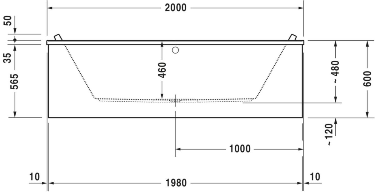 Baignoire Starck 2000x1000mm blanc a encastrer réf. 700341000000000