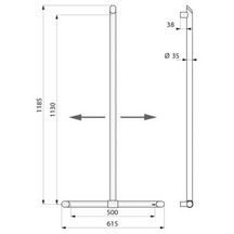 Barre de maintien en T BE-LINE diamètre 35 hauteur 1130x500 en aluminium anthracité Réf. 511944C