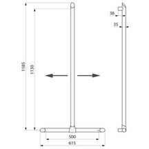 Barre de maintien en T BE-LINE diamètre 35 hauteur 1130x500 en aluminium blanc Réf. 511944W