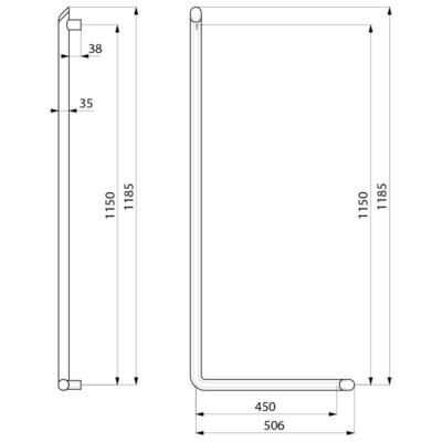 Barre de maintien en L BE-LINE diamètre 35 hauteur 1130 en aluminium blanc Réf. 511971W