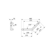 Barre à 135° BE-LINE diamètre 35 220x220 3 points fixes en aluminium blanc Réf. 511983W