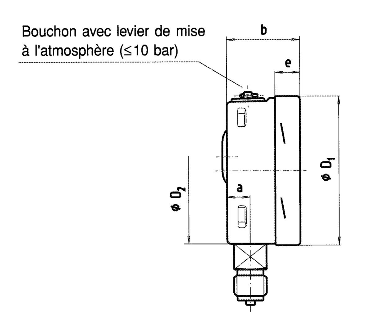 Manomètre 100mm 0 à 25 b euro 50x rac.vert. Réf 2335RV16R