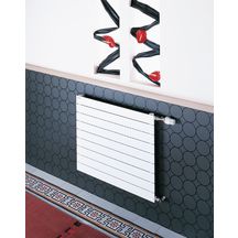 Radiateur eau chaude Acova Fassane horizontal simple, à ailettes, puissance 1237W (dT50), hauteur 740 mm, largeur 1000 mm, 10 éléments, raccordement latéral de même côté, Blanc RAL 9016 Réf. V8LX-074-100