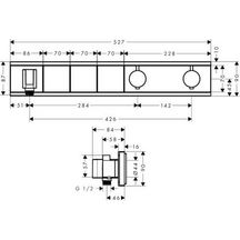 Module thermostatique HG RainSelect encastré avec 3 fonctions réf. 15356000