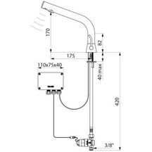 Mitigeur lavabo BINOPTIC MIX  électonique M3/8"  H. 170 mm manette longue à piles 6V Réf. 488MCHLH