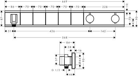 Module thermostatique HG RainSelect encastré avec 5 fonctions réf. 15358000