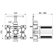 Boîtier d'encastrement pour TEMPOMATIC bicommande WC 3/4"  230/6V kit 1/2 (+464000 à commander) Réf. 464SBOX