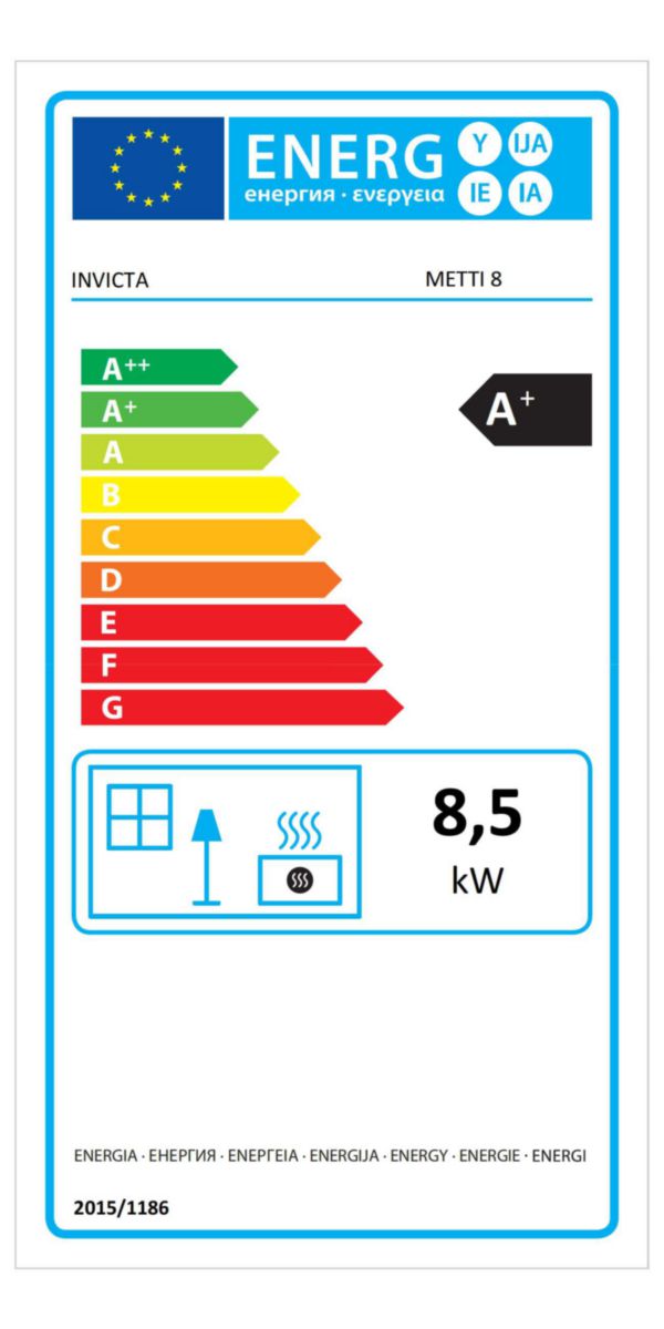 Poêle à granulés METTI 8 avec raccord intégré acier noir 8,5 Kw réservoir 15 kg Réf. P643784