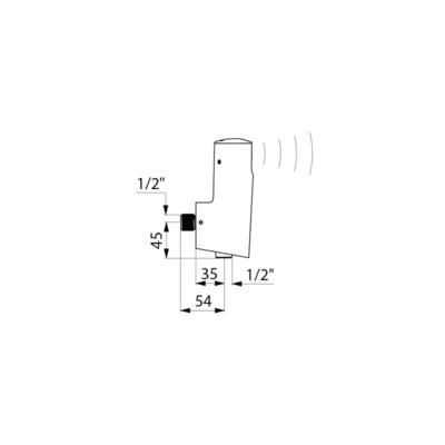 TEMPOMATIC 4 urinoir M1/2" équerre pile 6V écart. 36 Réf. 479411