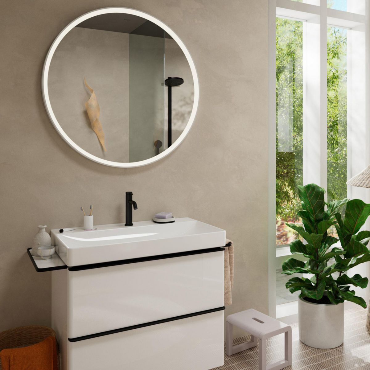 hansgrohe Tecturis S Mitigeur de lavabo 110 sans tirette ni vidage, Noir mat