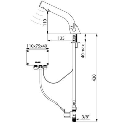 Mitigeur lavabo BINOPTIC MIX électonique M3/8" H. 110 mm secteur 230/12V noir mat Réf. 378MCHB