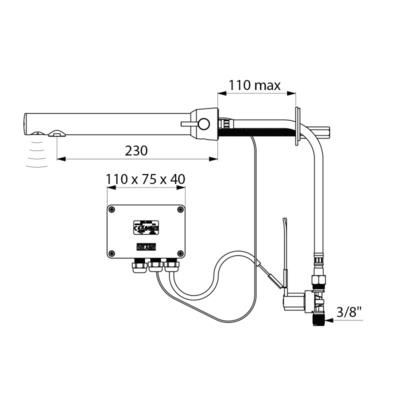 Mitigeur lavabo BINOPTIC MIX électonique M3/8"  L. 230 mm  TC 110 secteur 230/12V Noir mat Réf. 379MCHB