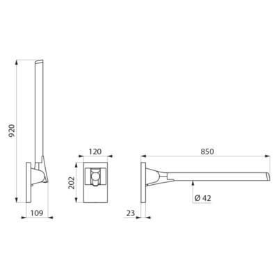 Barre rabattable Be-Line Ø42 L.850 aluminium anthracite Réf. 511964C