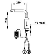 Mitigeur P5750 avec bec stand ard, transformateur 230V AC/7 VDC IP65, flexibles PEX et bec fixe réf. 55136