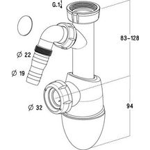 Siphon de lavabo Easyphon avec prise machine à laver diamètre 32 mm Réf. BM19 / 0201302