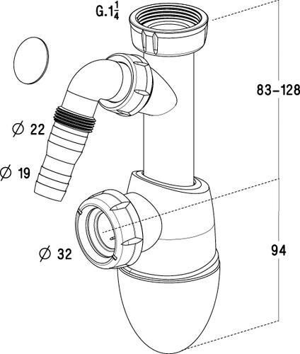 Siphon de lavabo Easyphon avec prise machine à laver diamètre 32 mm Réf. BM19 / 0201302