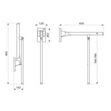 Barre rabattable Be-Line ac béquille Ø42 L.650 alu anthracite Réf. 511962C